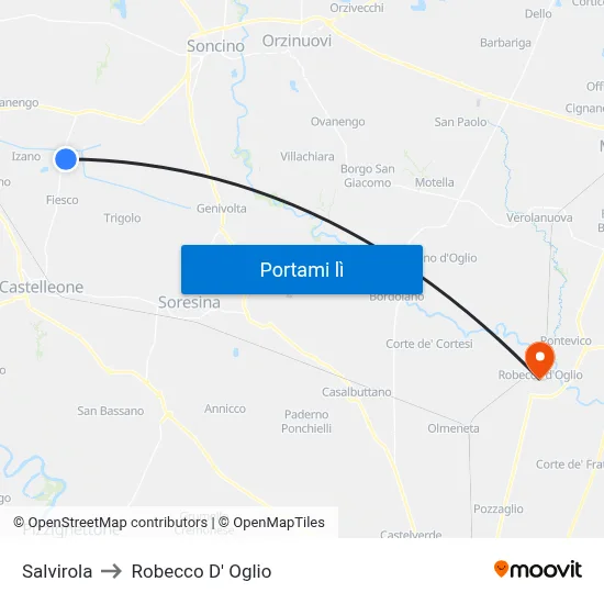 Salvirola to Robecco D' Oglio map