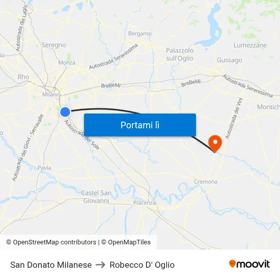 San Donato Milanese to Robecco D' Oglio map