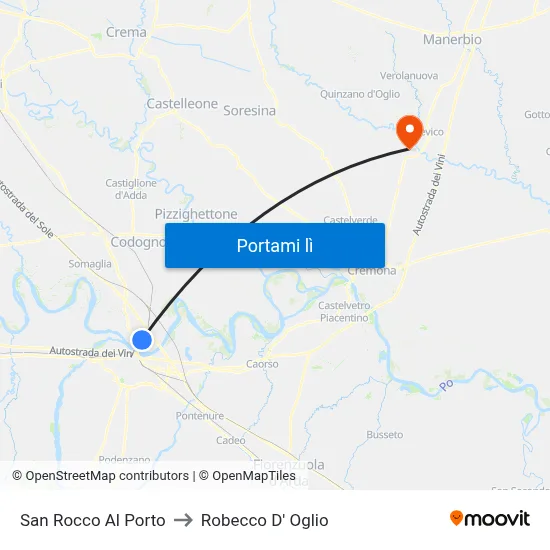 San Rocco Al Porto to Robecco D' Oglio map