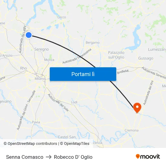 Senna Comasco to Robecco D' Oglio map