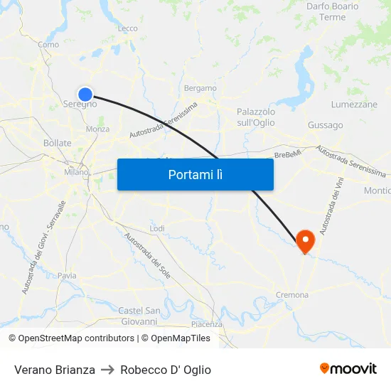 Verano Brianza to Robecco D' Oglio map
