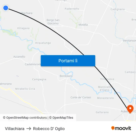 Villachiara to Robecco D' Oglio map
