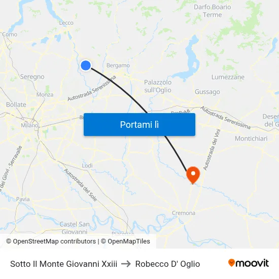 Sotto Il Monte Giovanni Xxiii to Robecco D' Oglio map