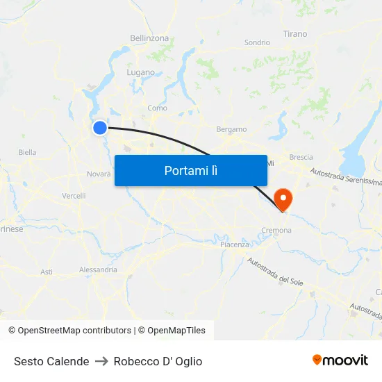 Sesto Calende to Robecco D' Oglio map