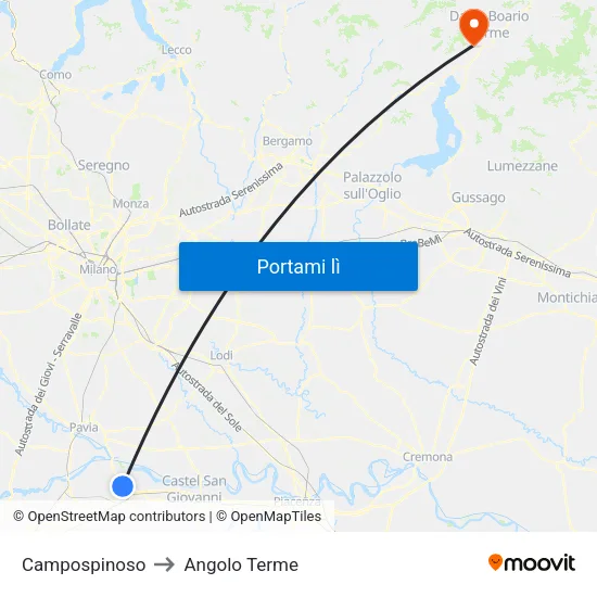 Campospinoso to Angolo Terme map