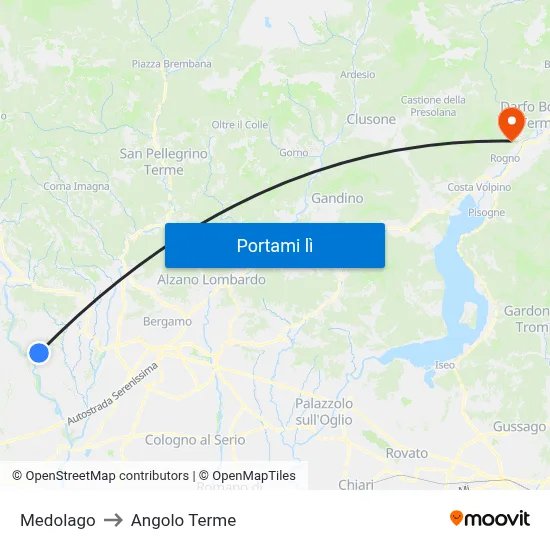 Medolago to Angolo Terme map