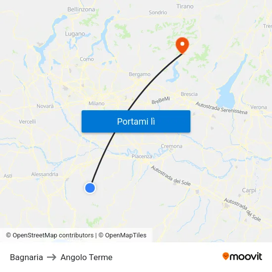 Bagnaria to Angolo Terme map