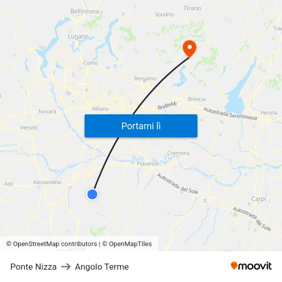 Ponte Nizza to Angolo Terme map