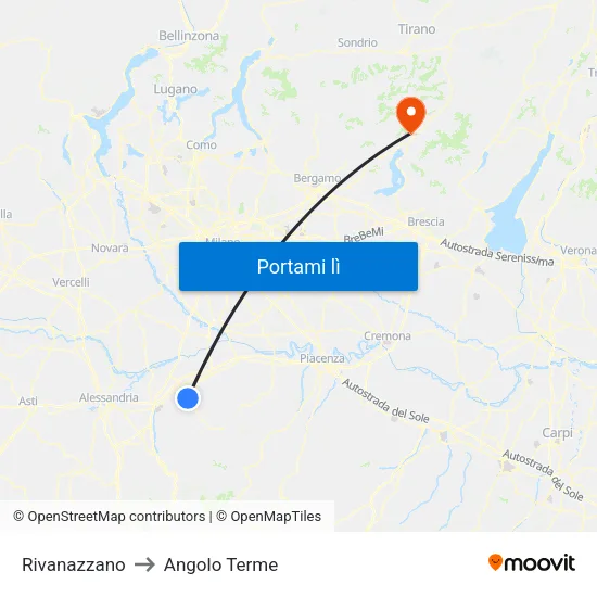 Rivanazzano to Angolo Terme map