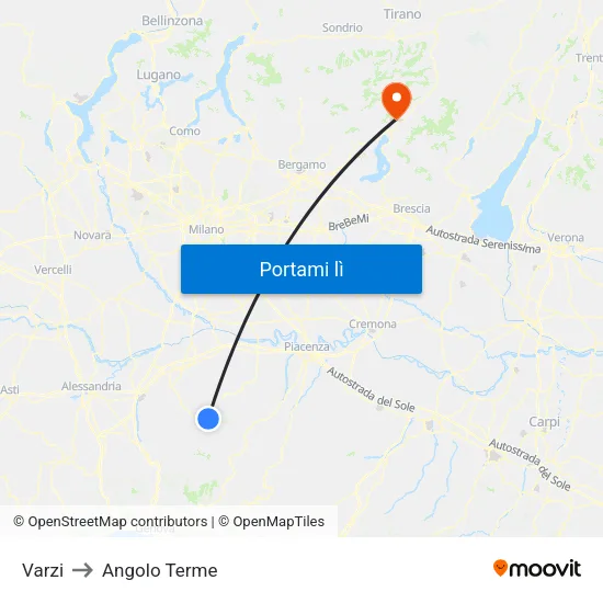 Varzi to Angolo Terme map