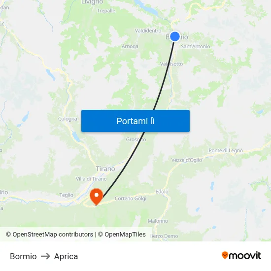 Bormio to Aprica map