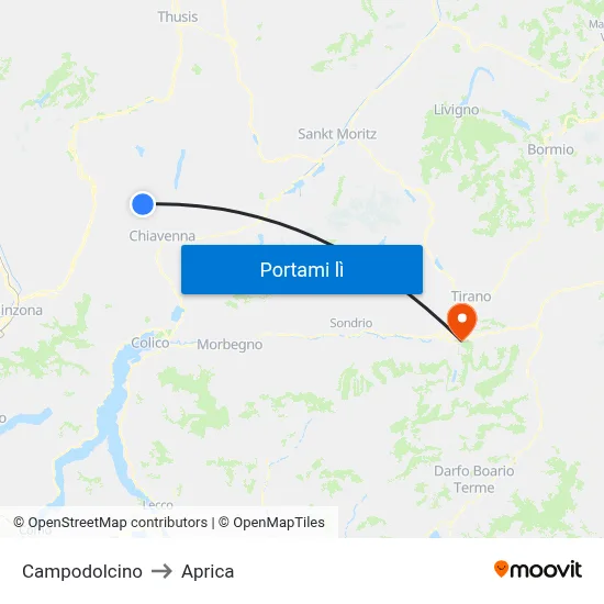 Campodolcino to Aprica map