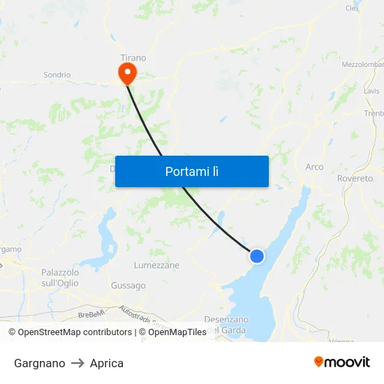 Gargnano to Aprica map