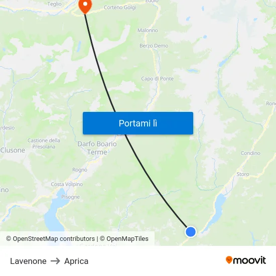 Lavenone to Aprica map