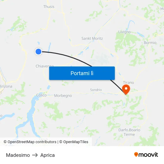 Madesimo to Aprica map
