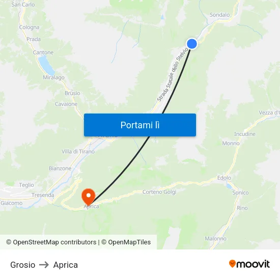 Grosio to Aprica map