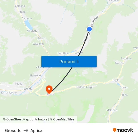 Grosotto to Aprica map