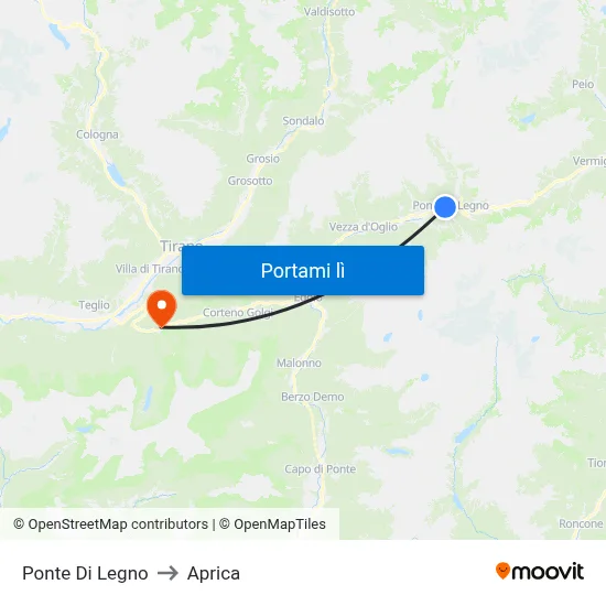 Ponte Di Legno to Aprica map