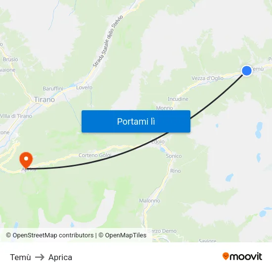 Temù to Aprica map