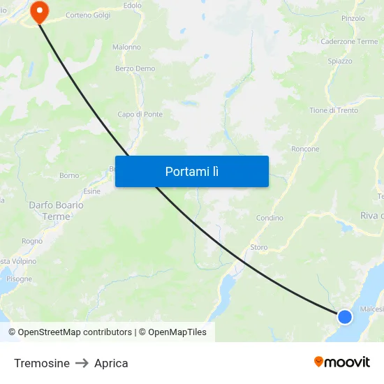 Tremosine to Aprica map