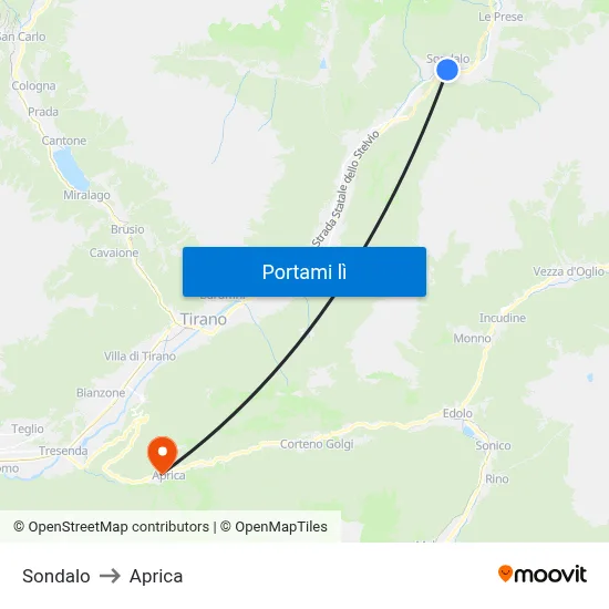 Sondalo to Aprica map