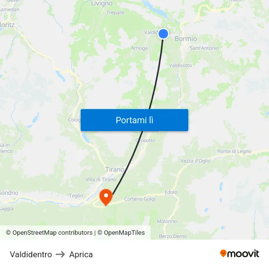 Valdidentro to Aprica map