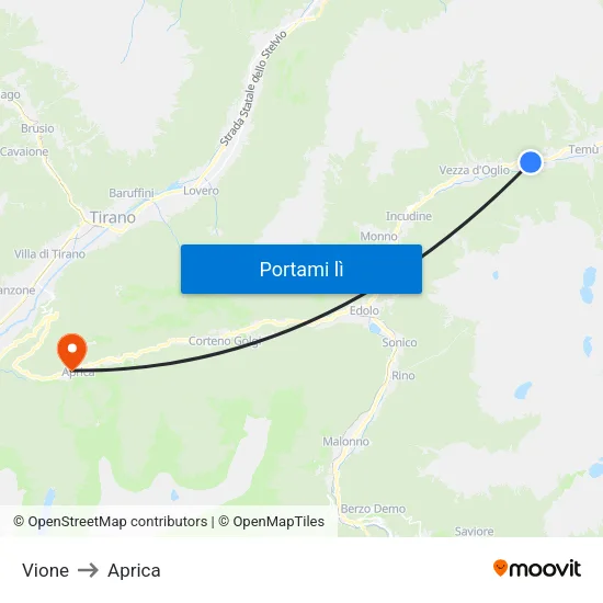 Vione to Aprica map