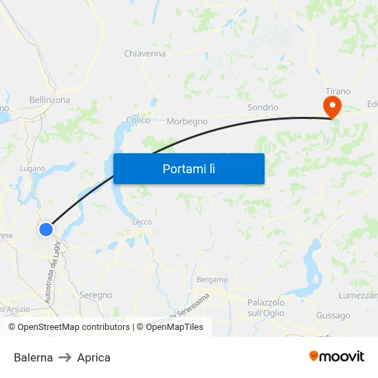 Balerna to Aprica map