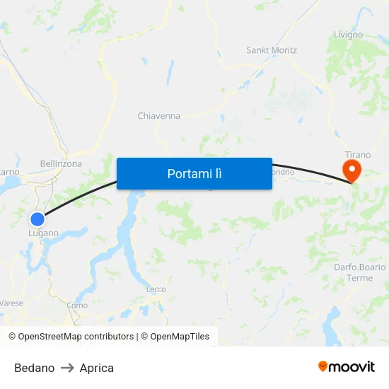 Bedano to Aprica map