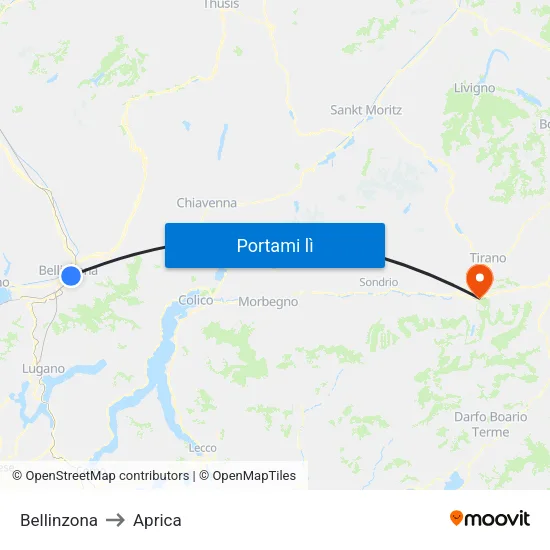 Bellinzona to Aprica map
