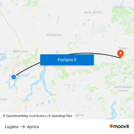 Lugano to Aprica map