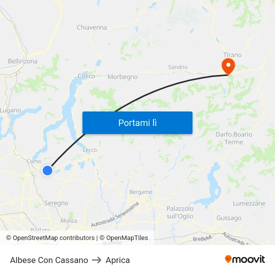 Albese Con Cassano to Aprica map