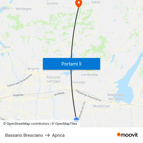 Bassano Bresciano to Aprica map
