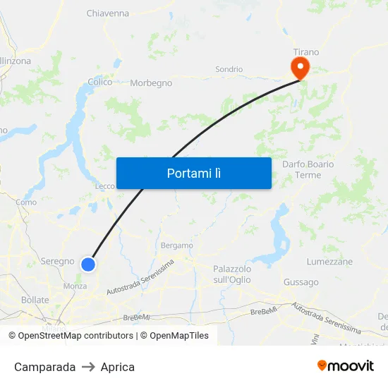 Camparada to Aprica map