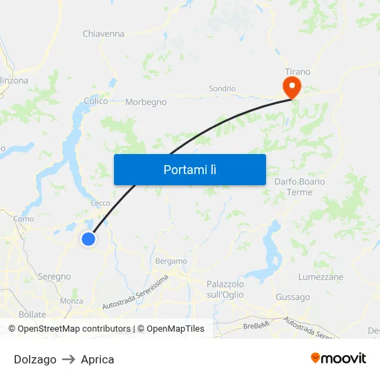 Dolzago to Aprica map