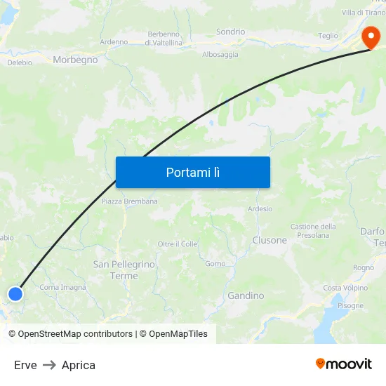 Erve to Aprica map