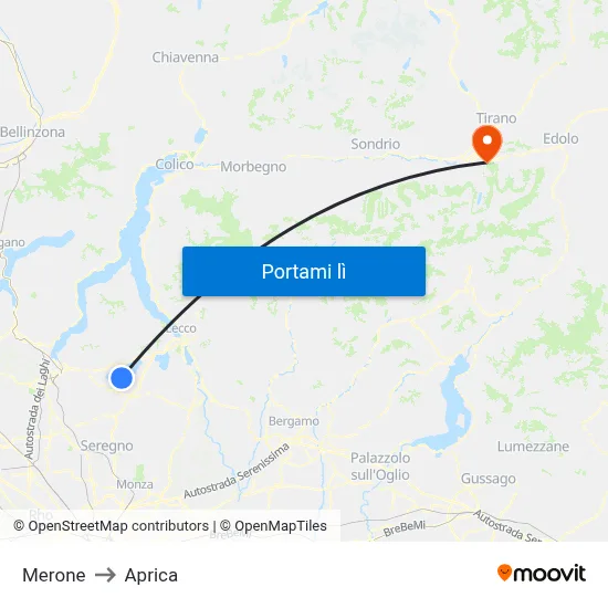 Merone to Aprica map