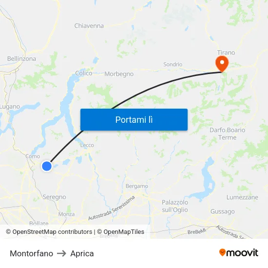 Montorfano to Aprica map