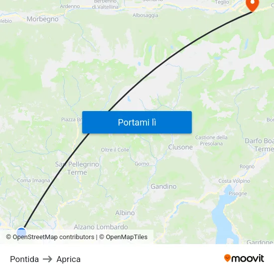 Pontida to Aprica map