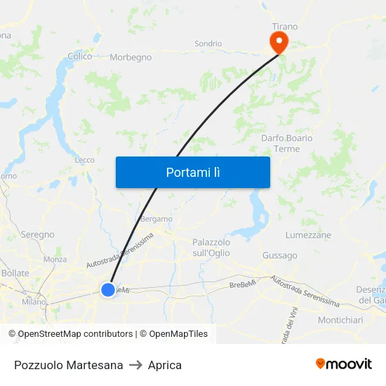 Pozzuolo Martesana to Aprica map