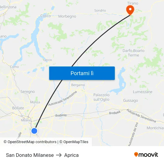 San Donato Milanese to Aprica map