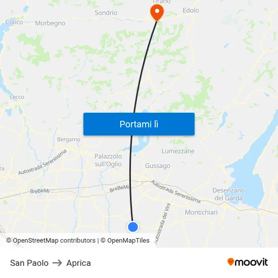 San Paolo to Aprica map