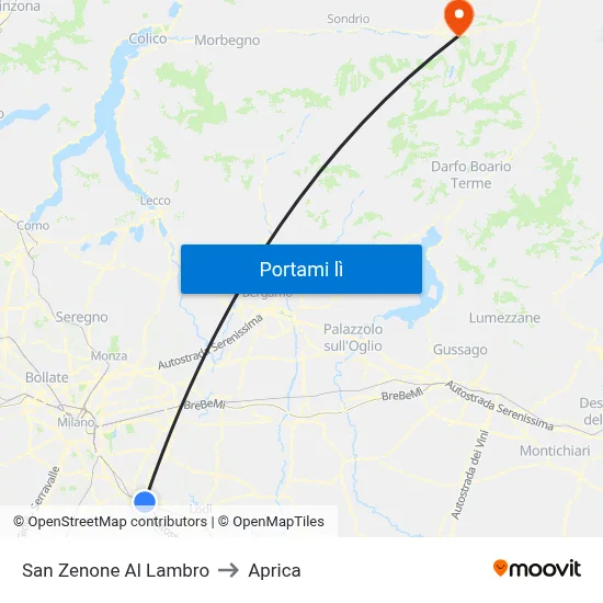 San Zenone Al Lambro to Aprica map