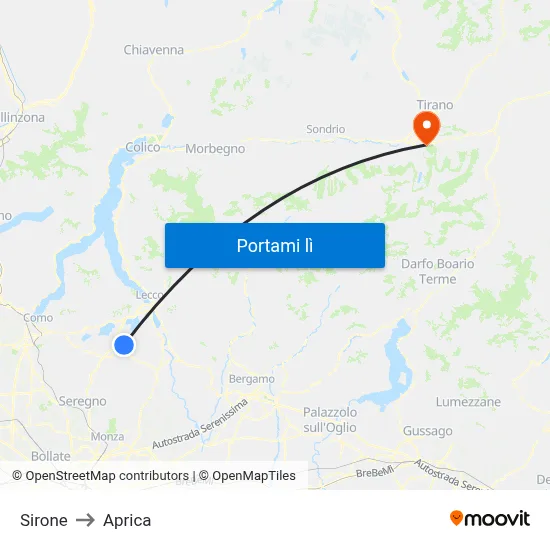 Sirone to Aprica map