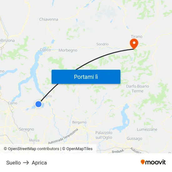 Suello to Aprica map