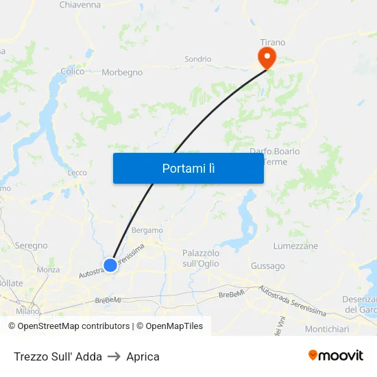 Trezzo Sull' Adda to Aprica map