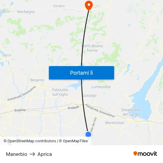 Manerbio to Aprica map