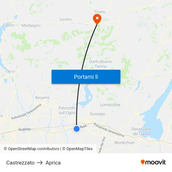 Castrezzato to Aprica map