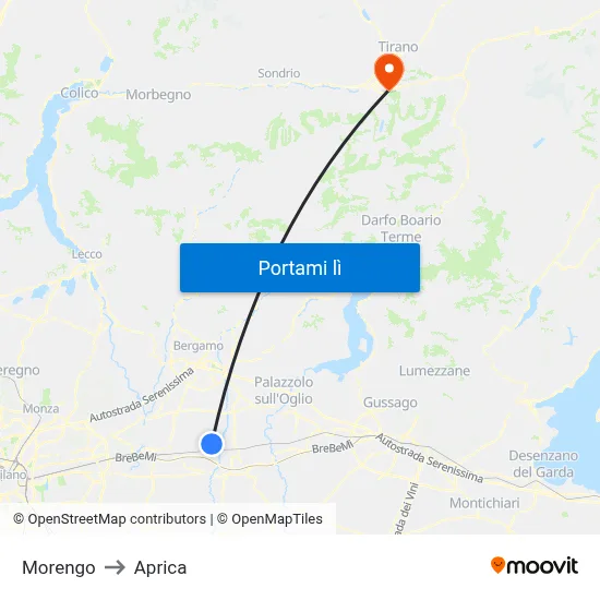 Morengo to Aprica map