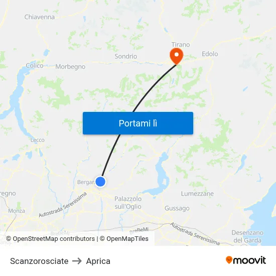 Scanzorosciate to Aprica map